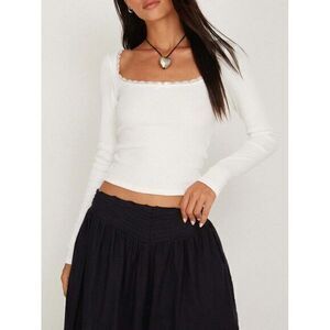 Commense‎ Lace Trim Long Sleeve Crop Top Size XS